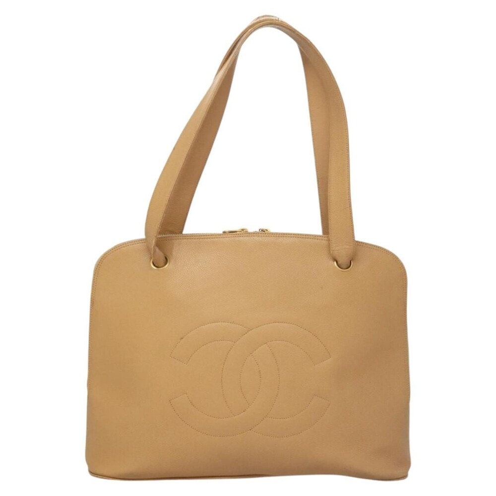 Chanel Calfskin Shoulder Bag Beige